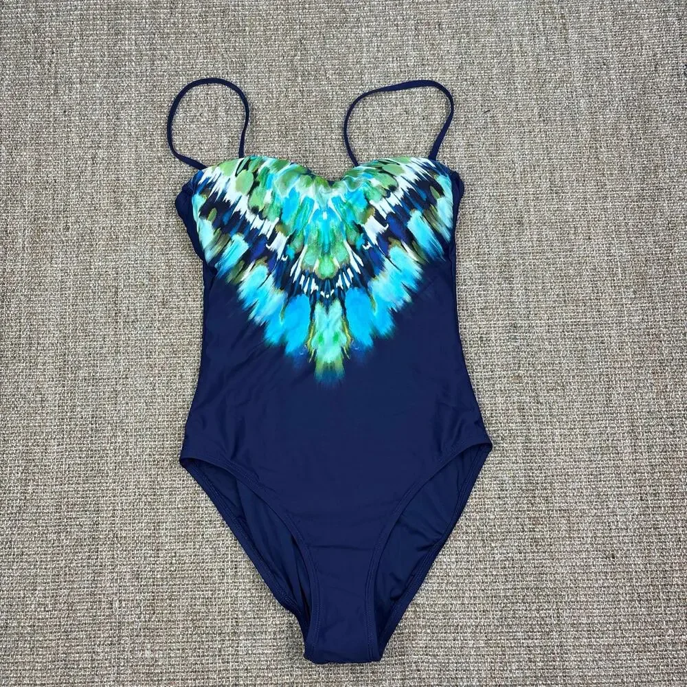 🌊 La Blanca | Size 6 | Navy Ikat Print One Piece Swimsuit